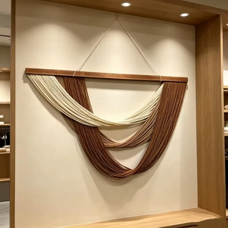 Decoração de parede em macramê boho, com camadas e franjas, para sala de estar, quarto e decoração de casa.