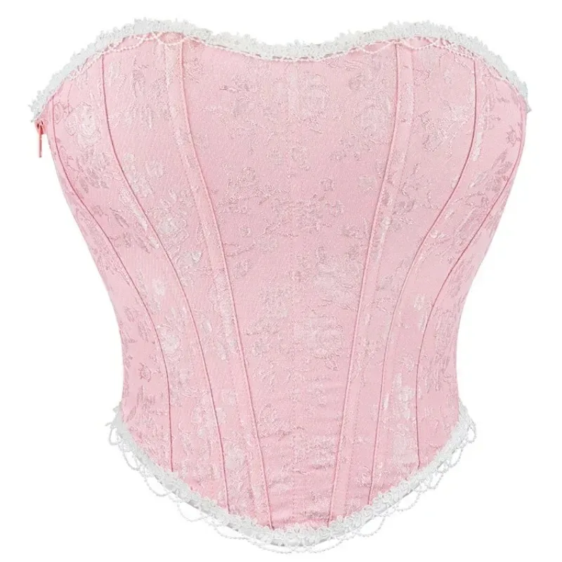 

Розовый сексуальный женский корсет, укороченный топ на шнуровке, на молнии, бюстье, формирователь тела, короткий корсет, жилет без рукавов