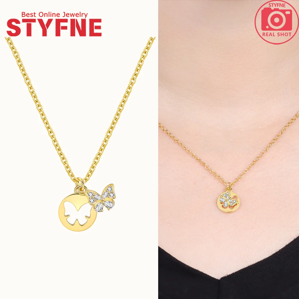 

Новое золотое ожерелье из стерлингового серебра 925 пробы с блестящим цирконом и бабочкой для женщин, модные аксессуары на день рождения, изысканные подарки