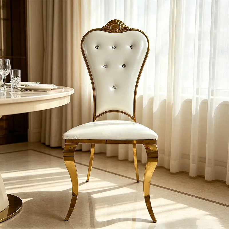 European Hotel Crown Banquet Chair Box Seat Soft Bag Chair Reception VIP Wedding Gold Plated Back Dining