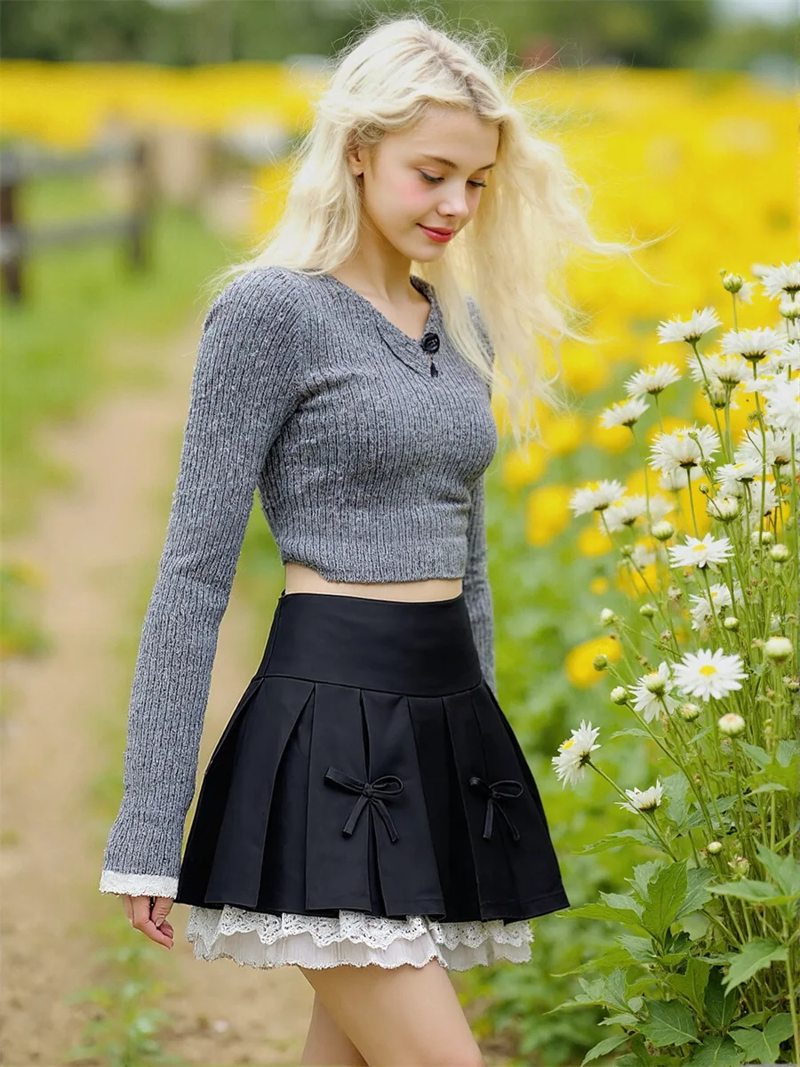 Kanten patchwork rokken dames eenvoudige plooien ruche mesh hoge taille elegante vloeiende gelaagde moderne chique midi zomerrok