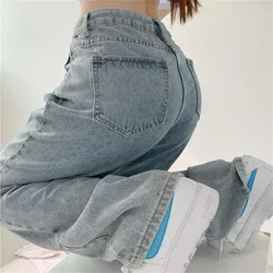 Sexy straight Leg Jeans Y2k Denim Long Pants Summer Women's Wide Legs Jeans Low Waist Trousers Streetwear Casual Pantalones