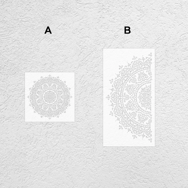 Plantilla de decoración de pared para pintar, plantilla de masilla para muebles, Mandala Extra redondo, flor de loto S300, 40cm - 80cm