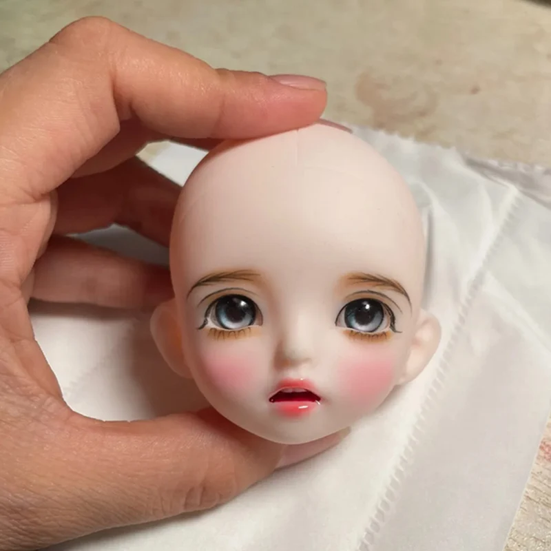 New Type Cute Makeup Doll's Head 1/6 Bjd Baby Doll Accessories 3D Eyes Children Diy Dress Up Toy