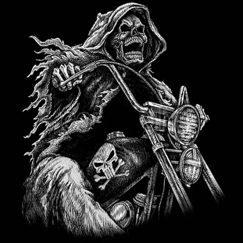 Cool Design Motorcyclist Grim Reaper Riding Rider T Shirt. Short Sleeve 100% Cotton Casual T-shirts Loose Top Size S-3XL
