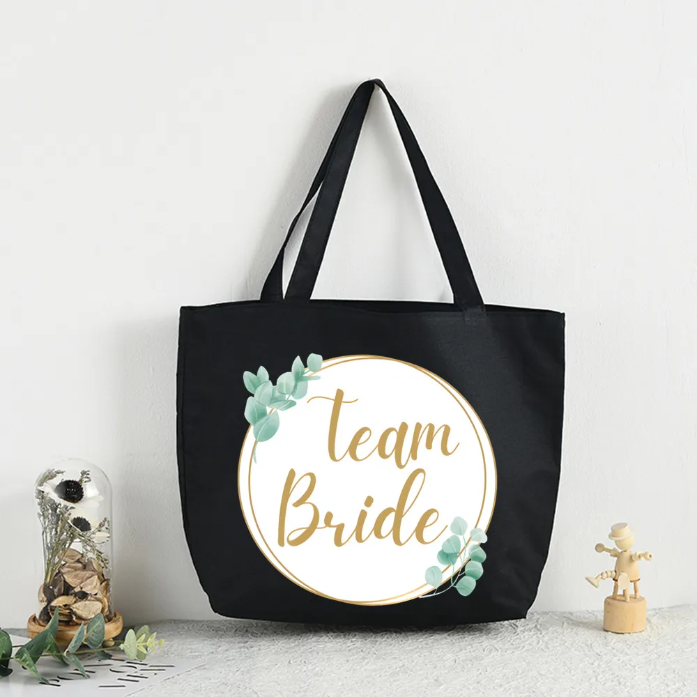 Team Bride Bachelorette Party Friends Bridesmaid Wedding Party Shopping Bag Print Original Design Fashion Travel Canvas Bags