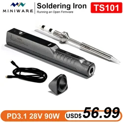 Miniware TS101 BC2 Smart Soldering Iron 90W PD3.1 Adjustable Temperature Portable LCD Programable Display Digital Solder Station