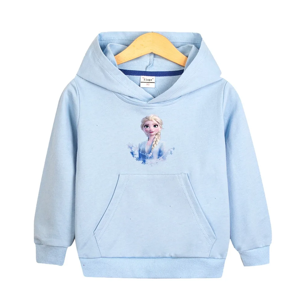 Quality Cotton Disney Tee Shirt Hooded Girls Clothing for Children T-shirt Pink Long Sleeve Kids Tops Bluey Frozen Elsa Clothes