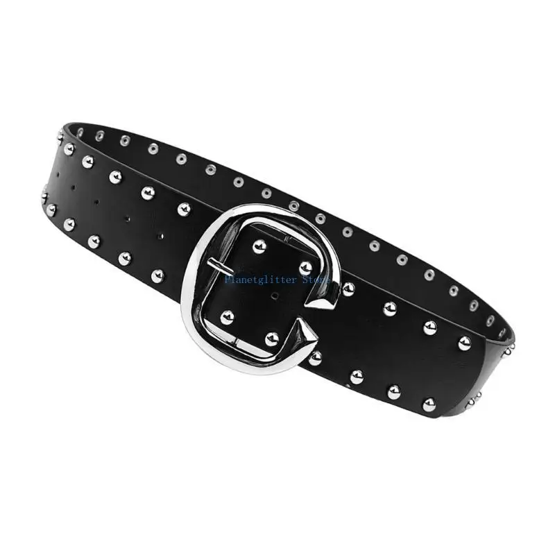652B Punk Waist Belt Grommet Modern Waistband Eyelet Body Jewelry Multicolored