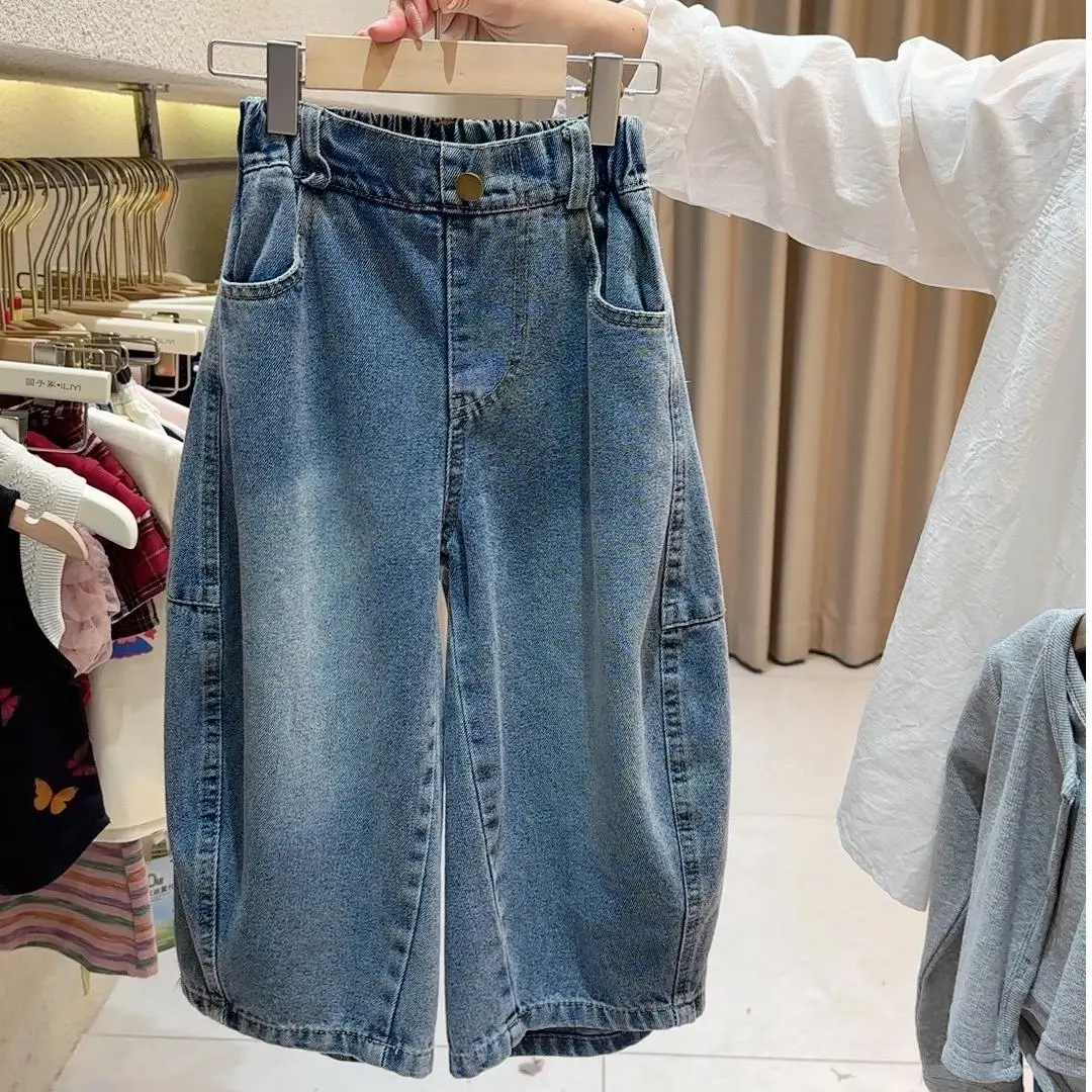

Girls Jeans 2025 New Spring Autumn Fashionable and Casual Korean Thin and Trendy Little Girls Straight Leg Pants Loose Casual