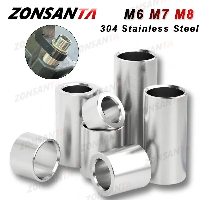 M6 M7 M8 304 Stainless Steel Unthreaded Standoff Spacer Bushing Washer Round Hollow Gasket Sleeve Length 2 3 4 5 6 7 8~ 35 40mm