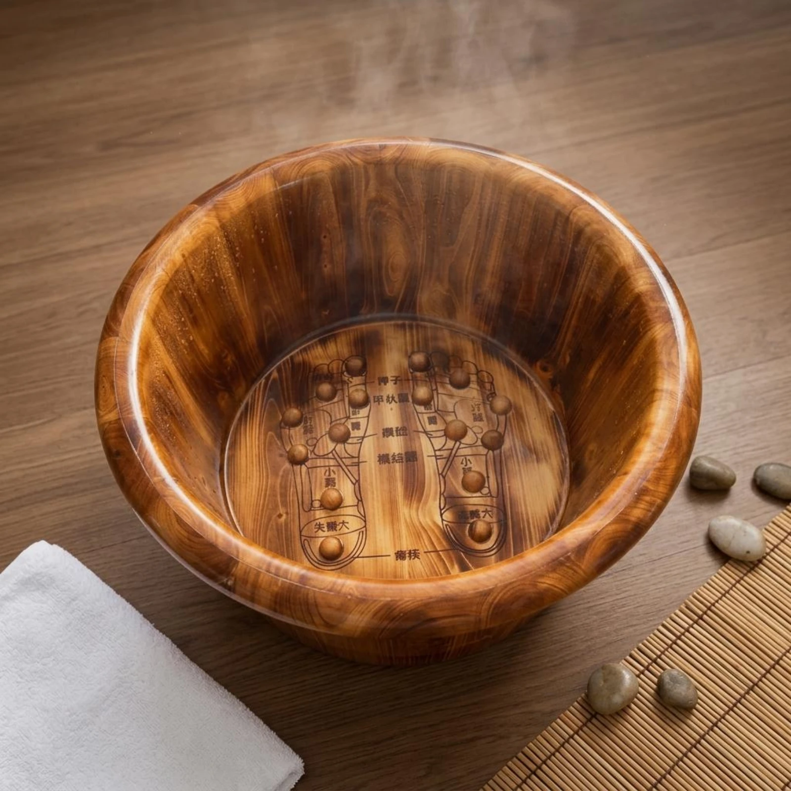 Wood Foot Bath Tub Easy to Use Wooden Foot Bath Pedicure Soaking Tub Traditional Craft No Assembly for Bathroom