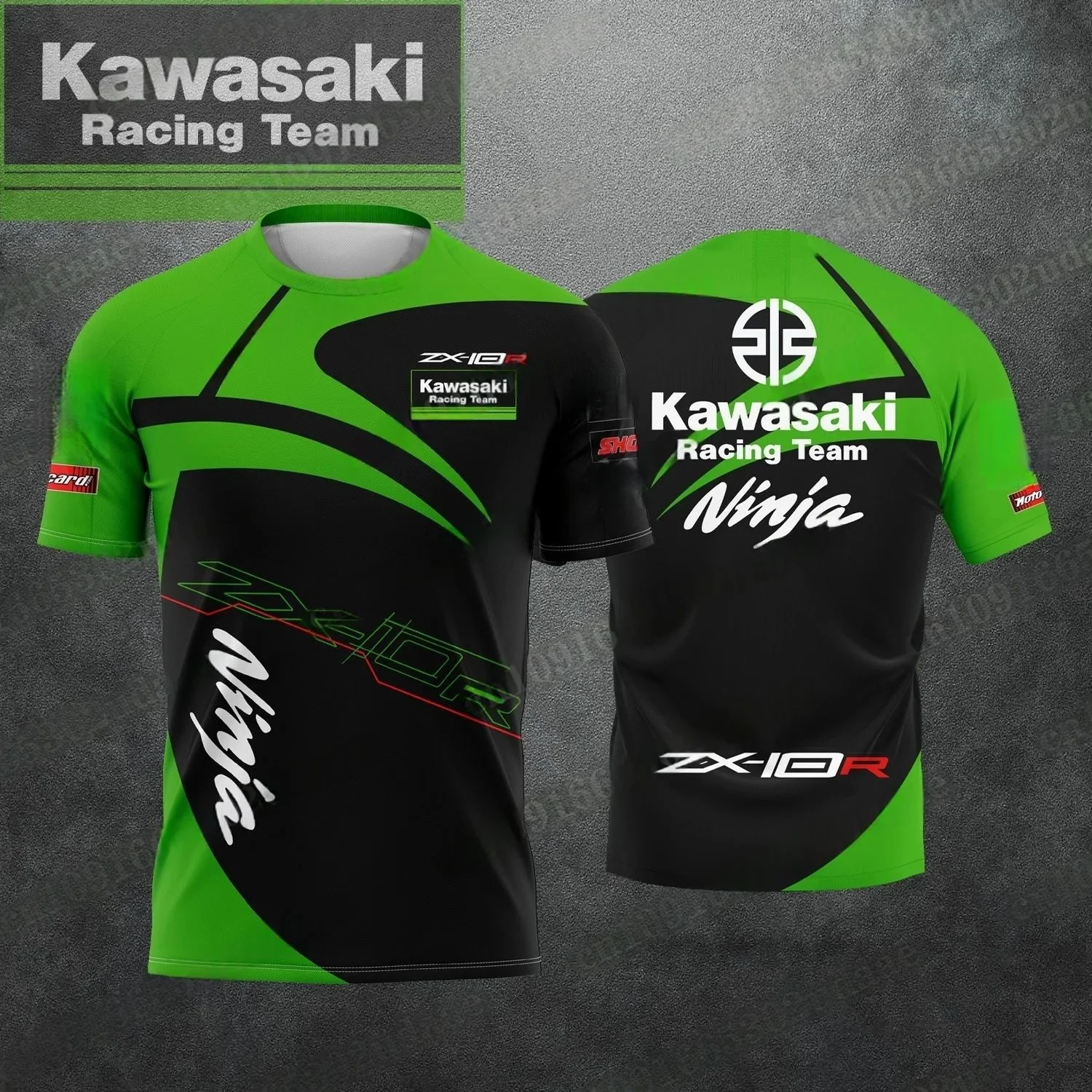 

2026 New Men's and Women's T-shirts Kawasaki Racing Racing Racing Motorcycle Clothing Fashion Sports Breathable Top