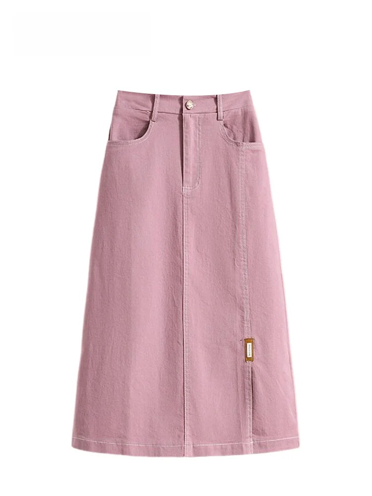 

Casual Denim Skirt for plus Size Women High Waist Loose Fit Versatile Summer Skirts Cotton Polyester Blend Casual Wear