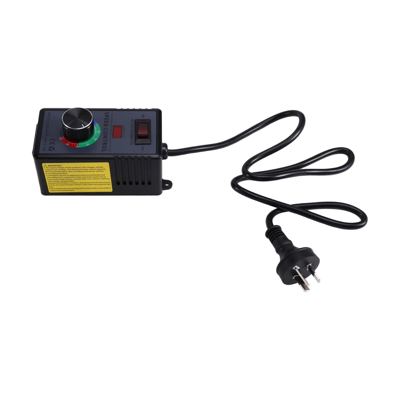 GROCE-AC Motor Speed Controller 10A 0-220VAC Output AC220-240V Variable Fan Speed Regulator With Overload Protection AU PLUG