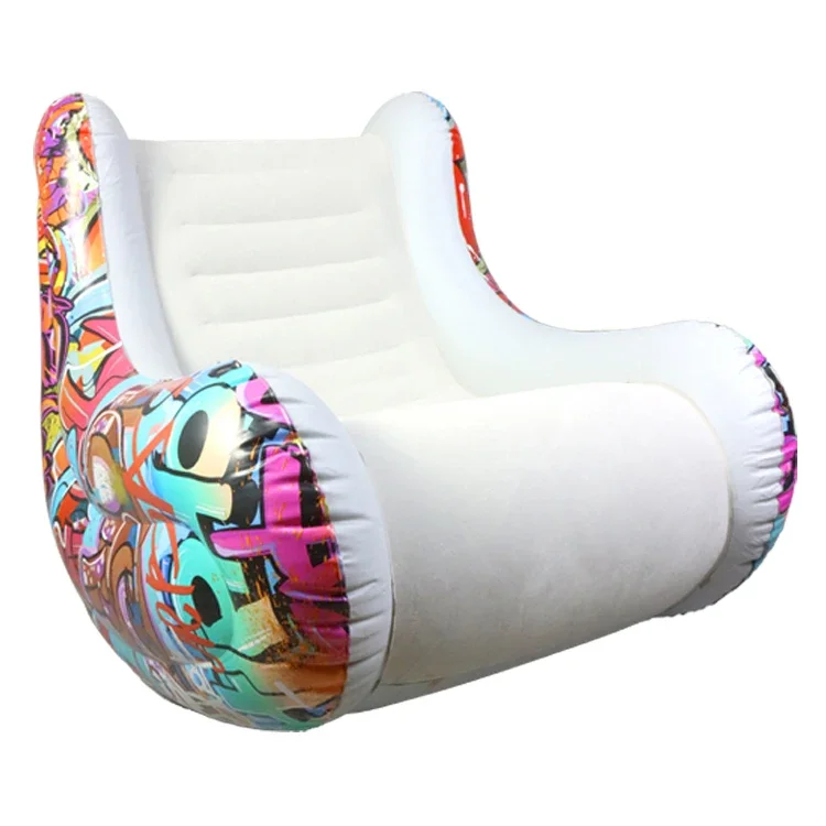 Inflatable lounger armchairs flocked inflatable sofa armchair lounger seat