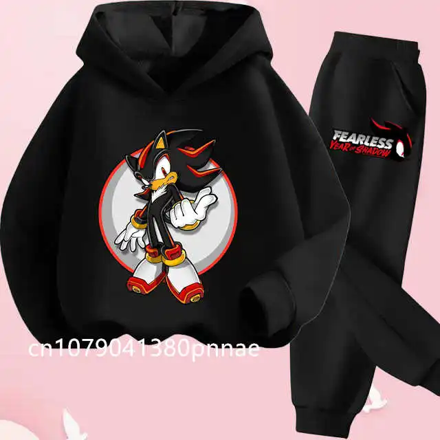 

Children 2-13 Years Old Sonic Hoodie Set Children's 2025 Autumn Spring Long-sleeved Casual Sweatshirt Trousers 2 Clothing Sets