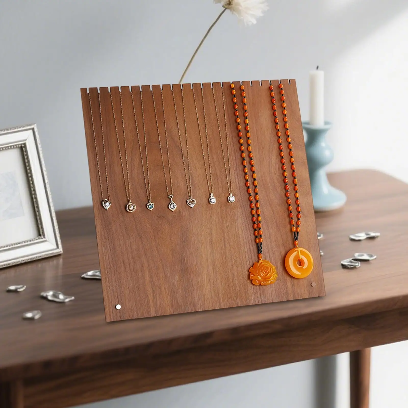 

Necklace Display Holder Necklace Hanger Rustic Wooden Jewelry Holder Jewelry Organizer for Tabletop Counter Shop