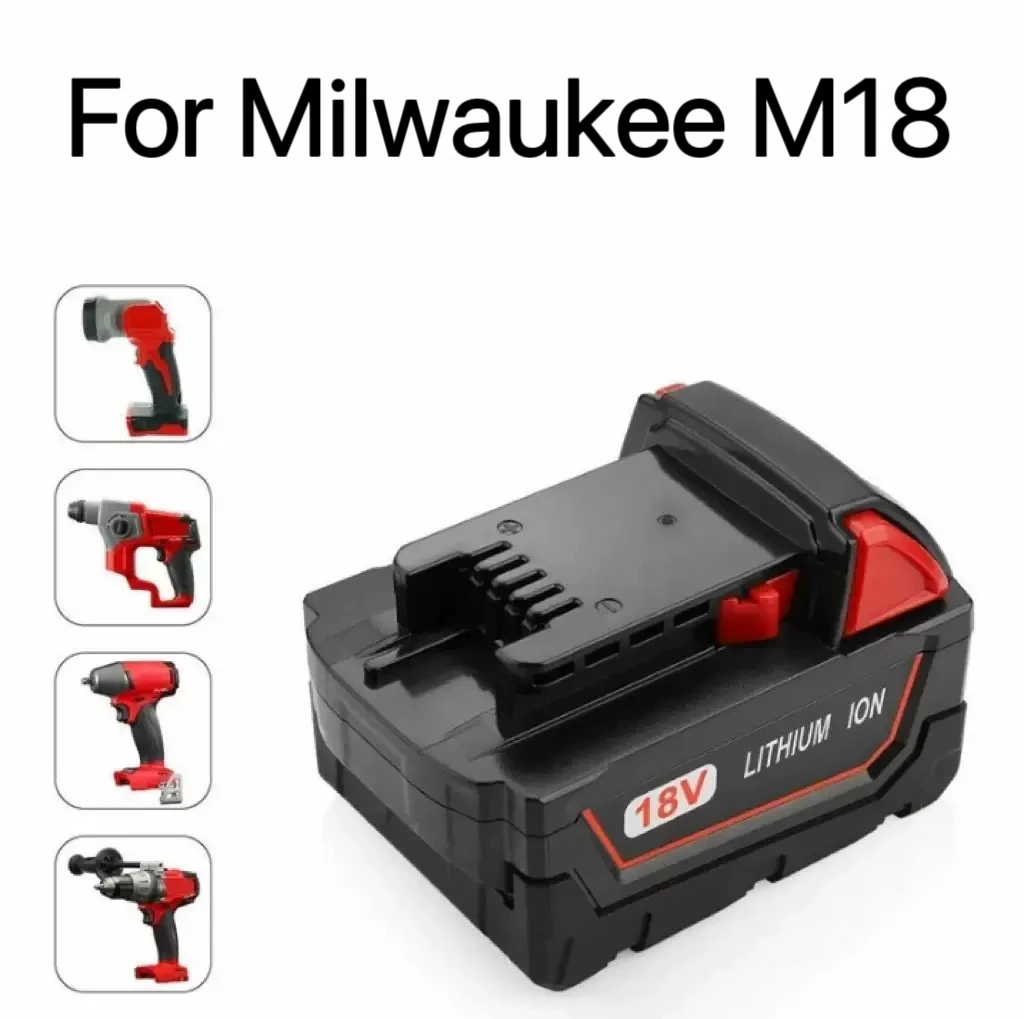 

For Milwaukee Power Tool Battery 18V 6.0Ah Lithium Ion Replacement Battery M18B5 M18B6 48-11-1815 48-11-1850 48-11-1860