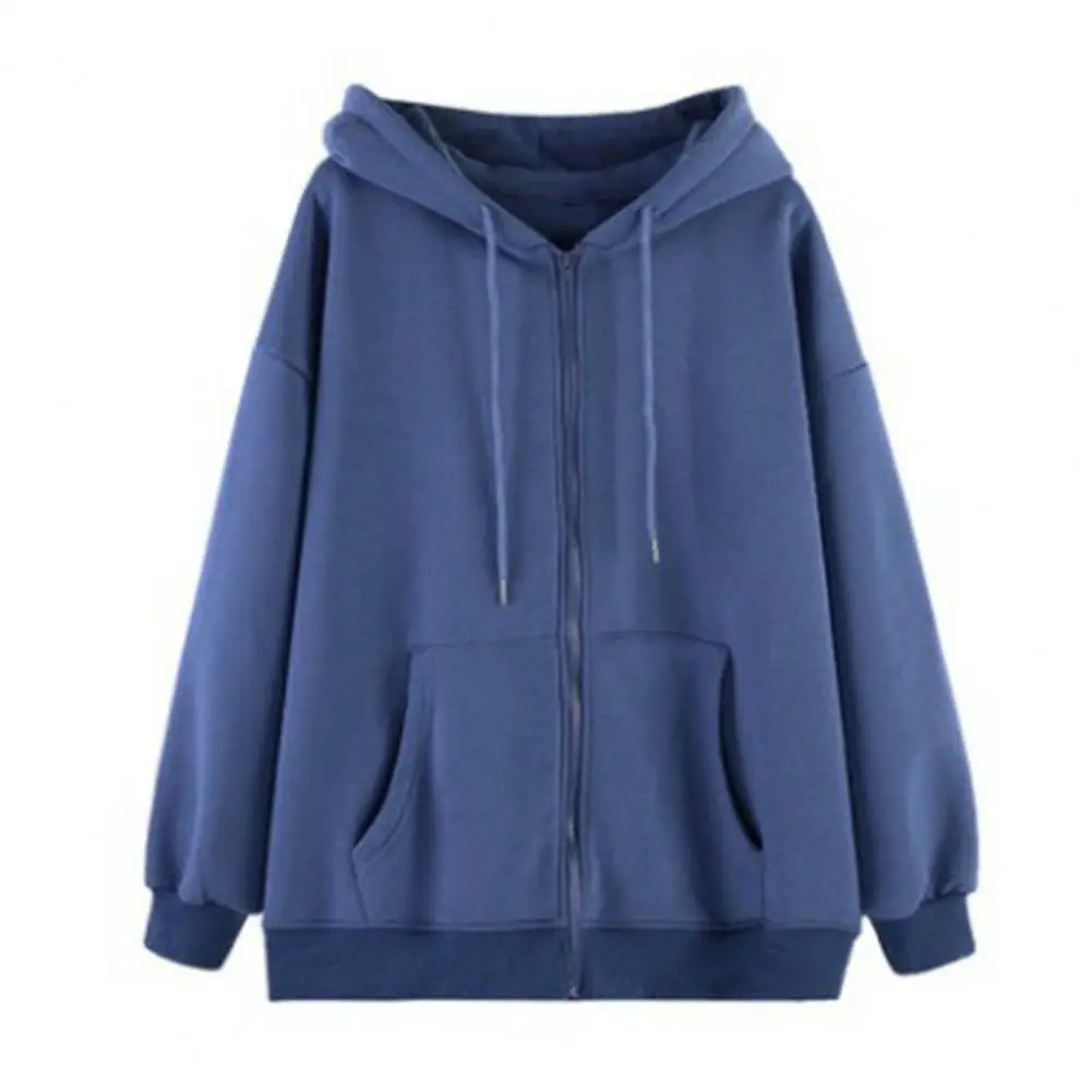 2025 Autumn Winter Warm Long Gray Jacket With Hood Long Sleeve Big Pocket Zipper Jacket Coat Women Casual Outerwear Coat Tops