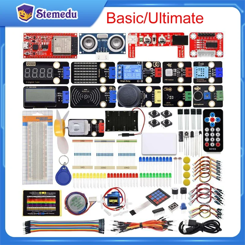 Keyestudio esp32 kit de aprendizagem final, módulo de sensores de componentes eletrônicos para arduino kit inicial essencial programação python