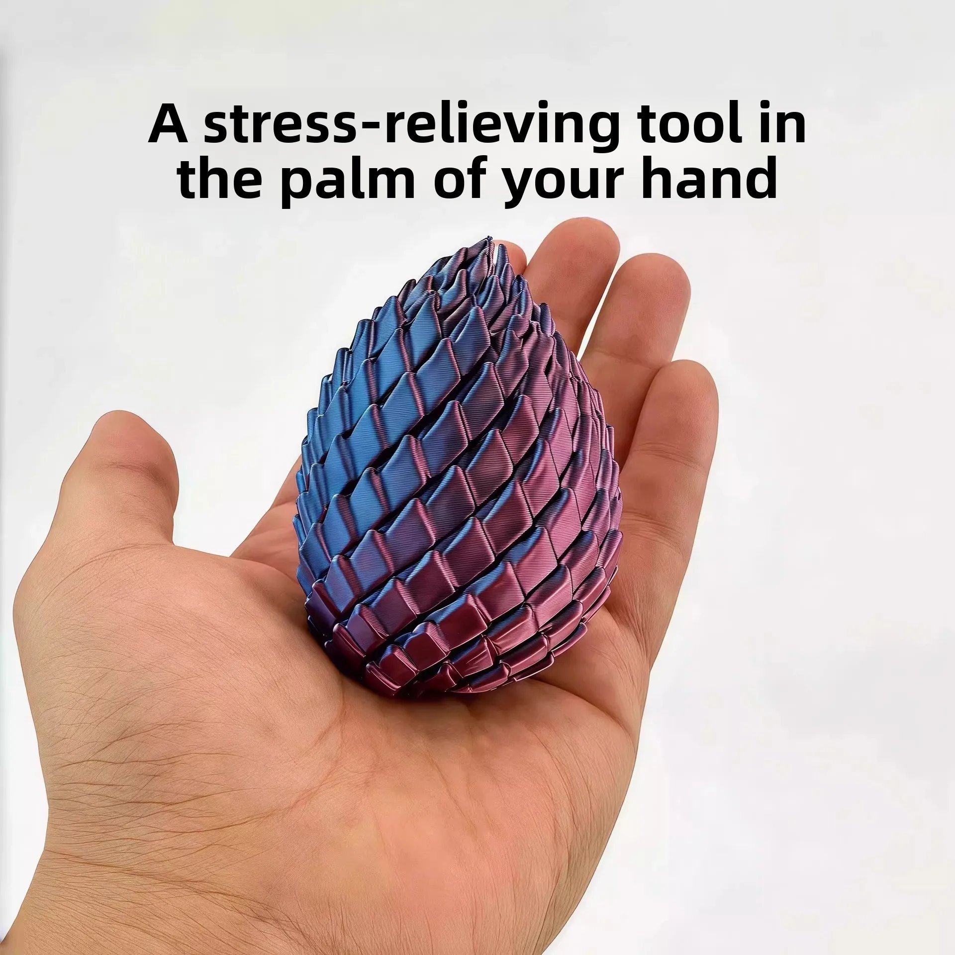 3D‑Printed Twisty Fidget Dragon Egg, Stress‑Relief Dragon Egg with Dragon Scales  2‑piece set
