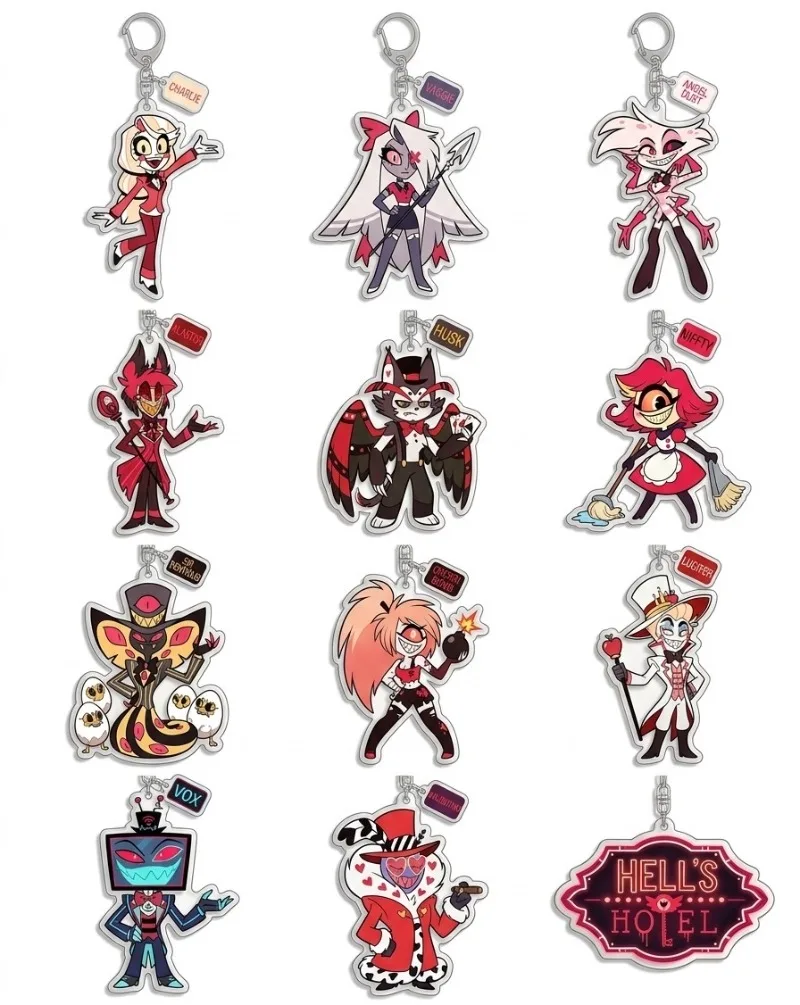 Llavero de acrílico original hecho a mano de la colección Hazbin Hotel Devilish Cute Squad, diseño de dibujos animados, 5 cm, regalo.