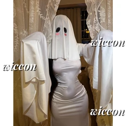 Fantasma Feminino Cosplay Fantasia, Halloween, Cara Assustada, Capa, Grito, Vestido Extravagante, Sexy, Fofo, Adulto