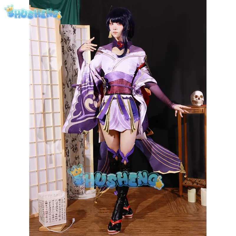 게임 원신 임팩트 라이덴 쇼군 바알 코스프레 코스튬, 할로윈 파티 원피스, 여성 소녀 풀 세트