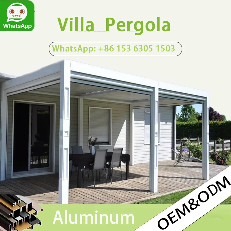 

OneAlu Smart Electric Pergola, Automatic Retractable Aluminum Roof with Remote for Outdoor Garden Patio Sunshade