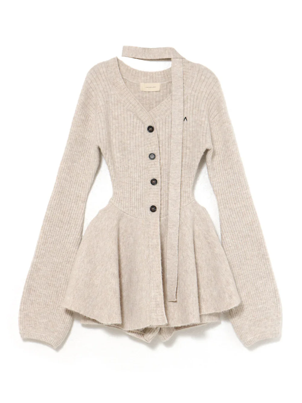 2025 Autumn New Japanese Style Single-breasted Top Fashion Design Waist-Cinching Knitted Umbrella Dress and Shorts 2 Pieces Set