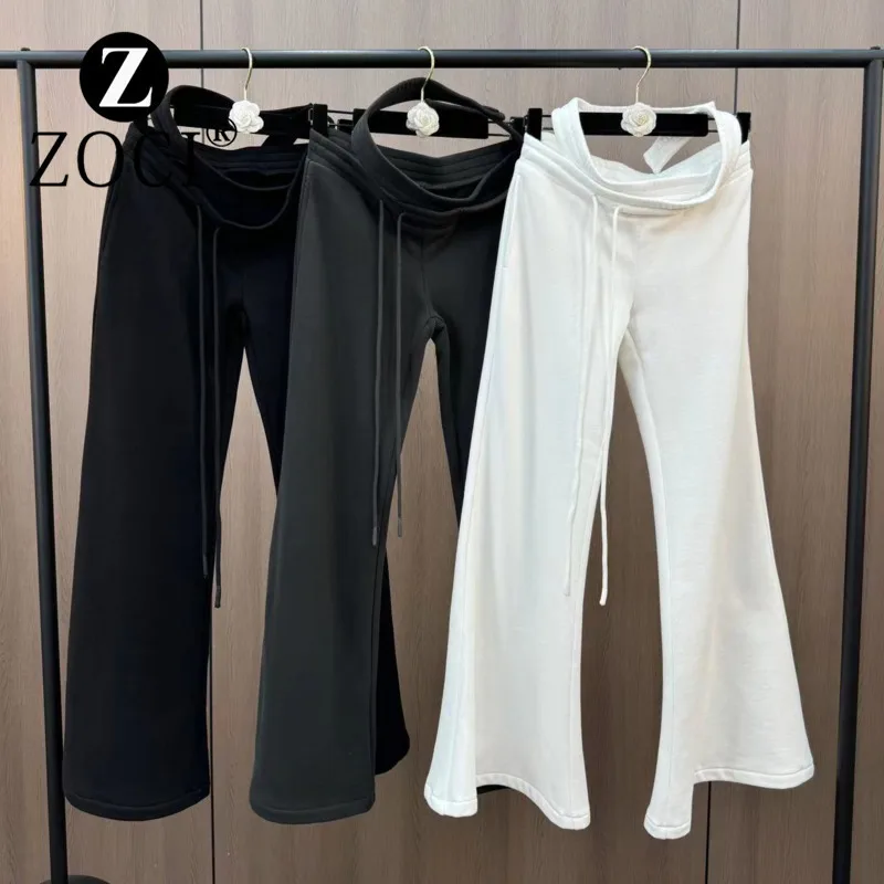 [ZOCI] Winter Design Cross Double Waist Pure Desire Sexy Look Thin Micro Pull Velvet Casual Pants