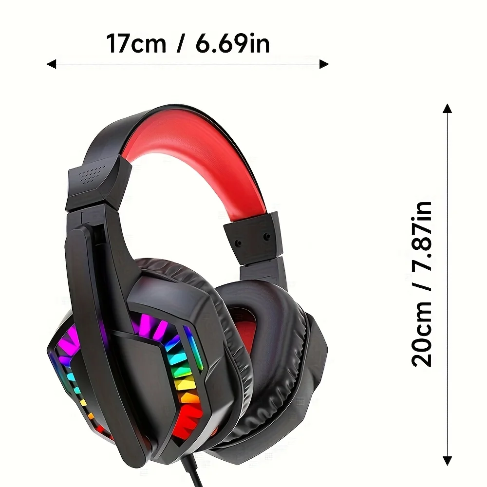 Immersive Battle，Dominate in All Aspects！This wired over-ear gaming headset，It's a top-rated tool for gamers。RGBCool Seven-Color