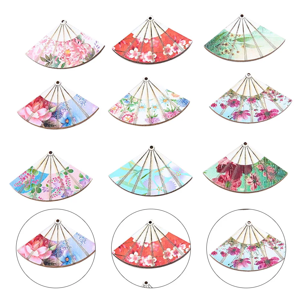 9 Pcs DIY Materials Fan Pendant Hanging Sector Decoration Shaped Charm Pendants