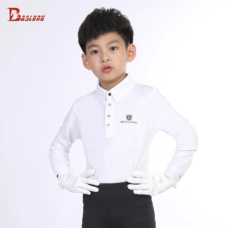 Baslong Kidsren تي شيرت بلايز بأكمام طويلة حماية من الشمس تنفس فارس الملابس للبنين والبنات سباق الخيل فارس الملابس #1