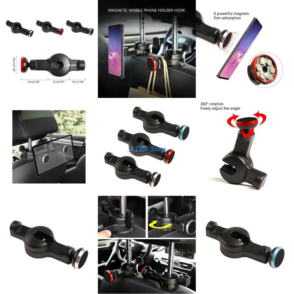 

U13C Car for Seat Headrest Hooks Phone Holder Double Hook Car Styling