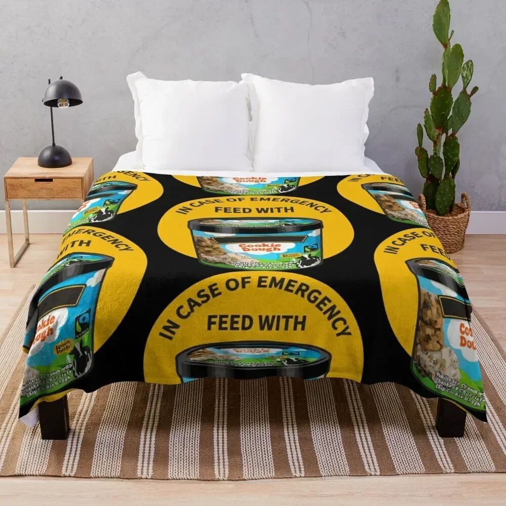 

In Case Of Emergency Feed With Ice Cream Throw Blanket Soft Comfort Blanket for Reading Watching TV