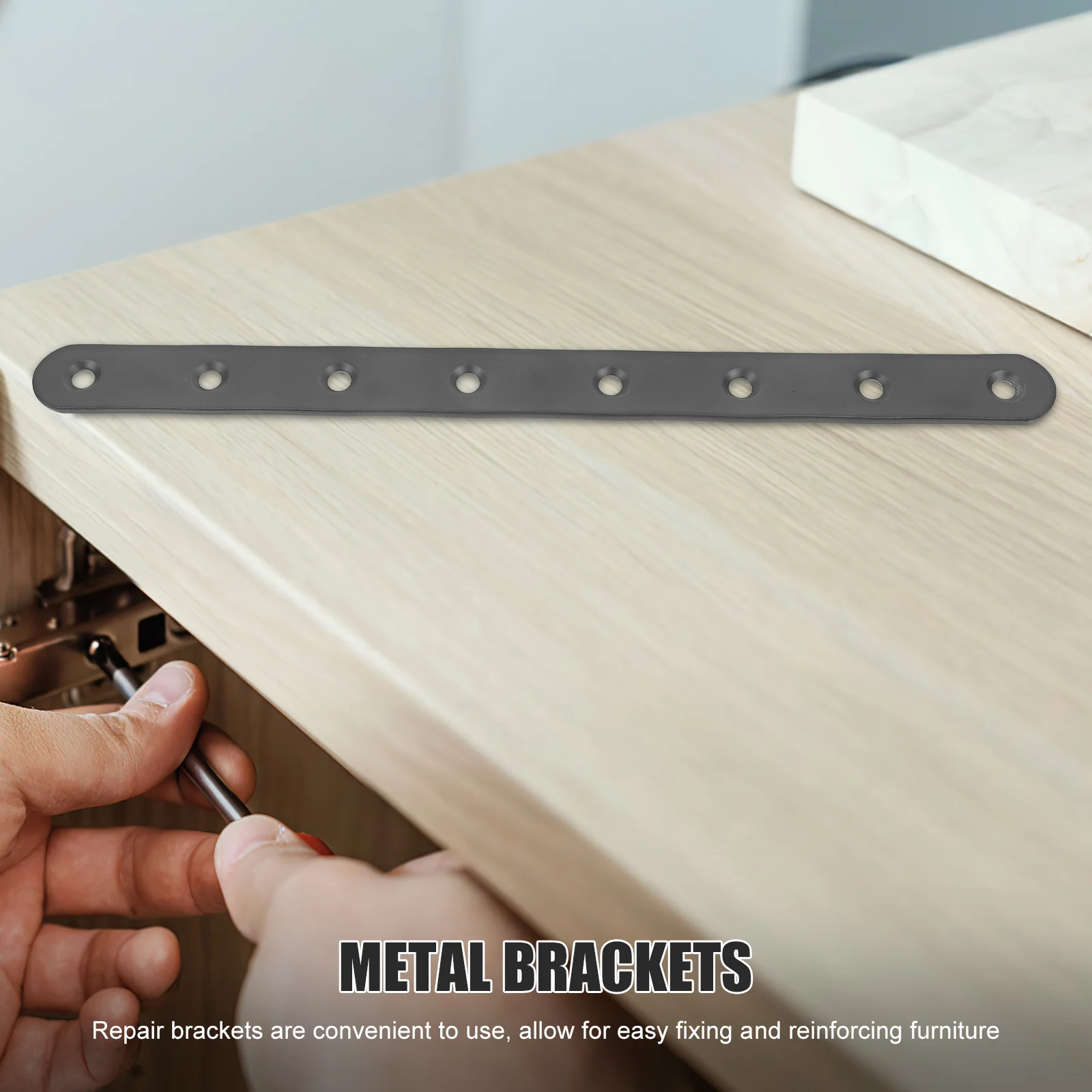 

4Pcs Straight Brackets Heavy Duty Metal Plates for Wood Fences Bookshelves Cabinets Easy Installation Sleek Design