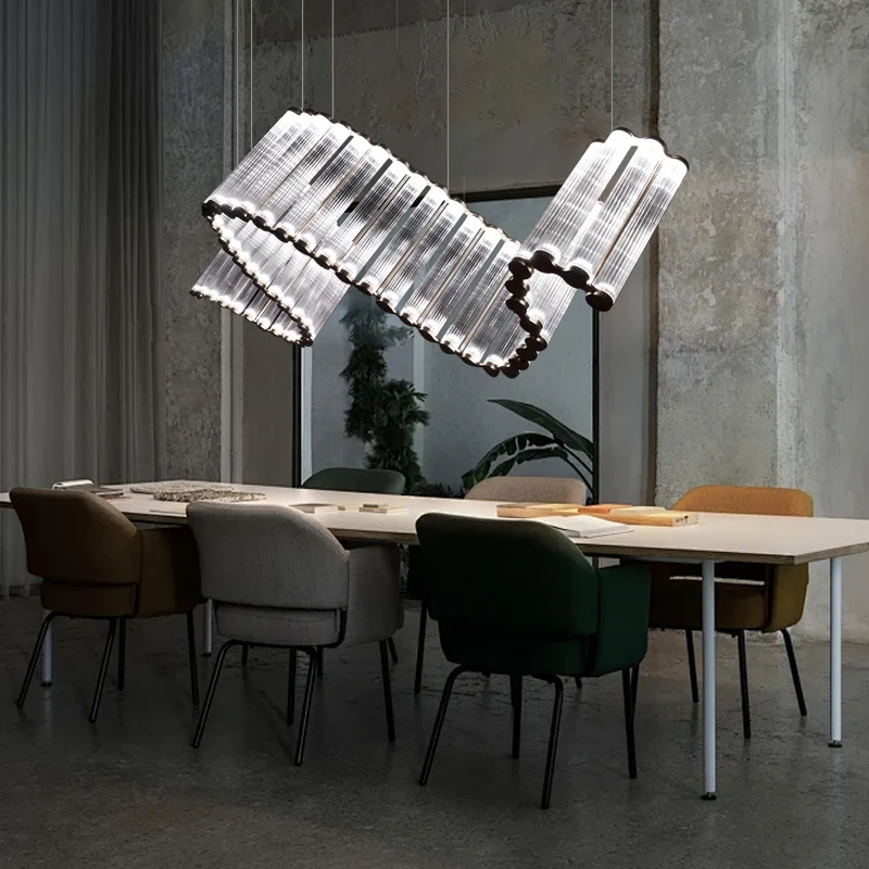 Luxury Dining Room Designer Long Pendant Lamp Adjustable Shape Lamparas Come Get This Long Glass Tube Ceiling Pendant Lights