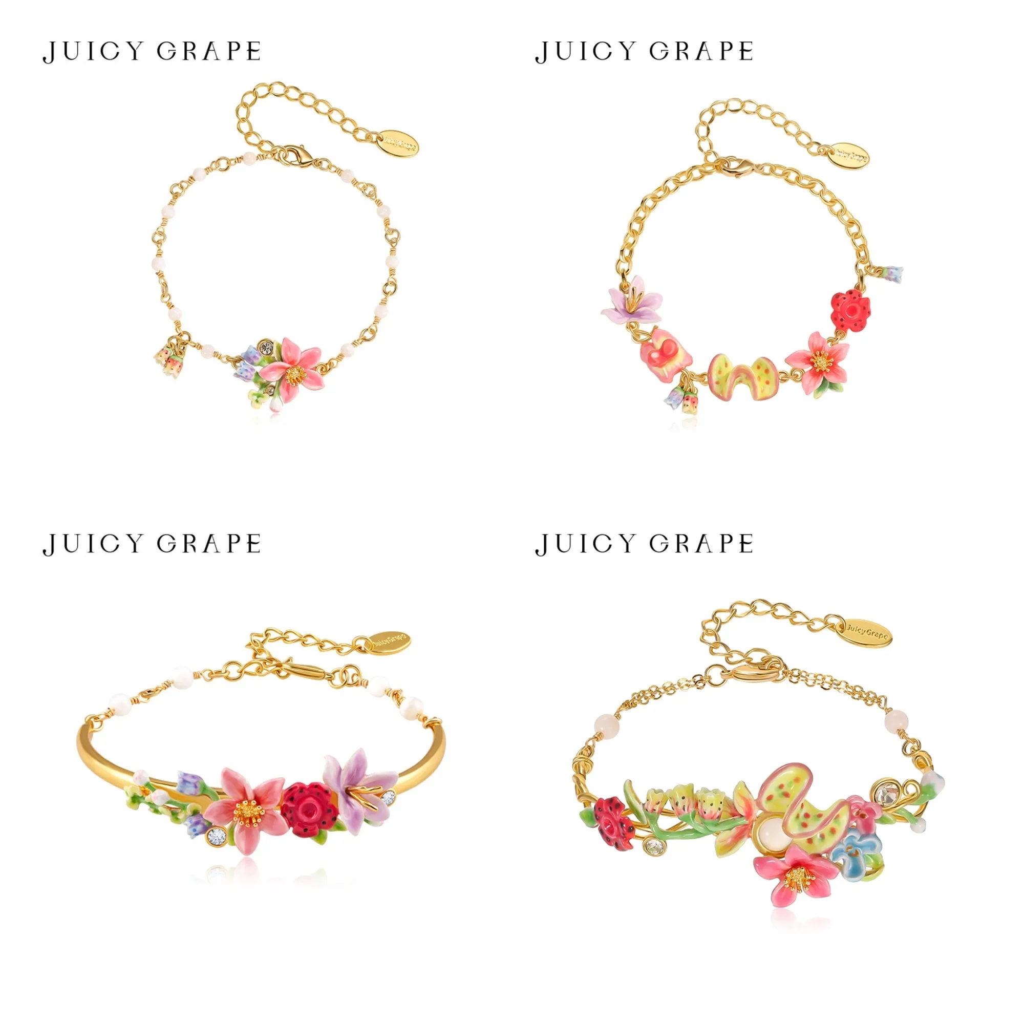 

Яркий эмалевый браслет с тропическими цветами и фруктами для женщин, красочный цветочный браслет в стиле бохо, летнее пляжное украшение, подарок для нее