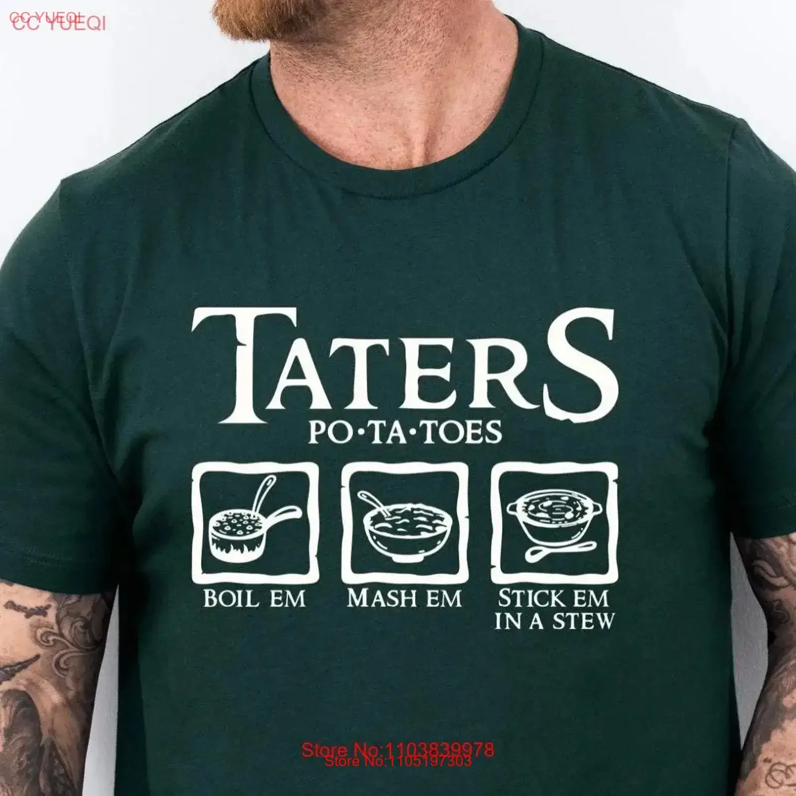 Taters Boil Em Mash stick in a stew LOTRS T Shirt Movie Enthusiast Funny Potatoes For Fans Samwise vintage Washed Versatile