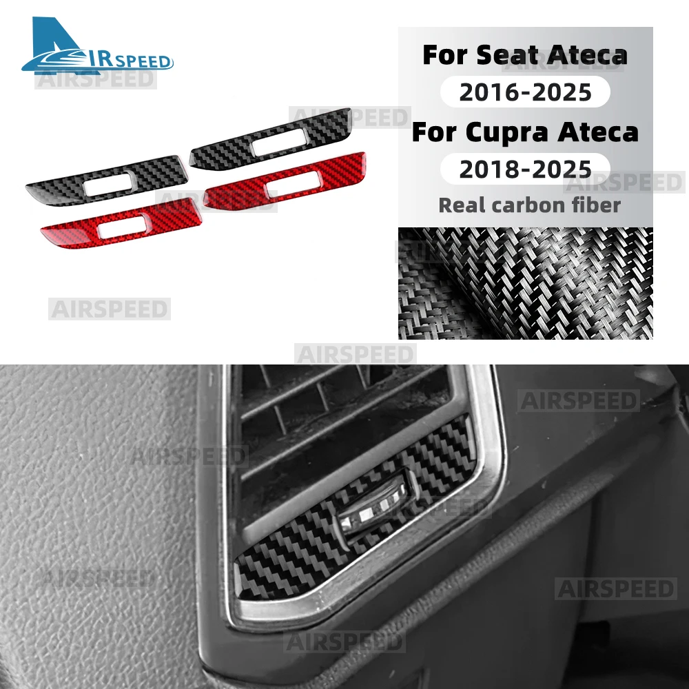 

2PCS Real Carbon Fiber Sticker For SEAT Ateca 5F 2016-2025 For Cupra Ateca 5F 2018-2025 LHD RHD Car Central Control Air Outlet