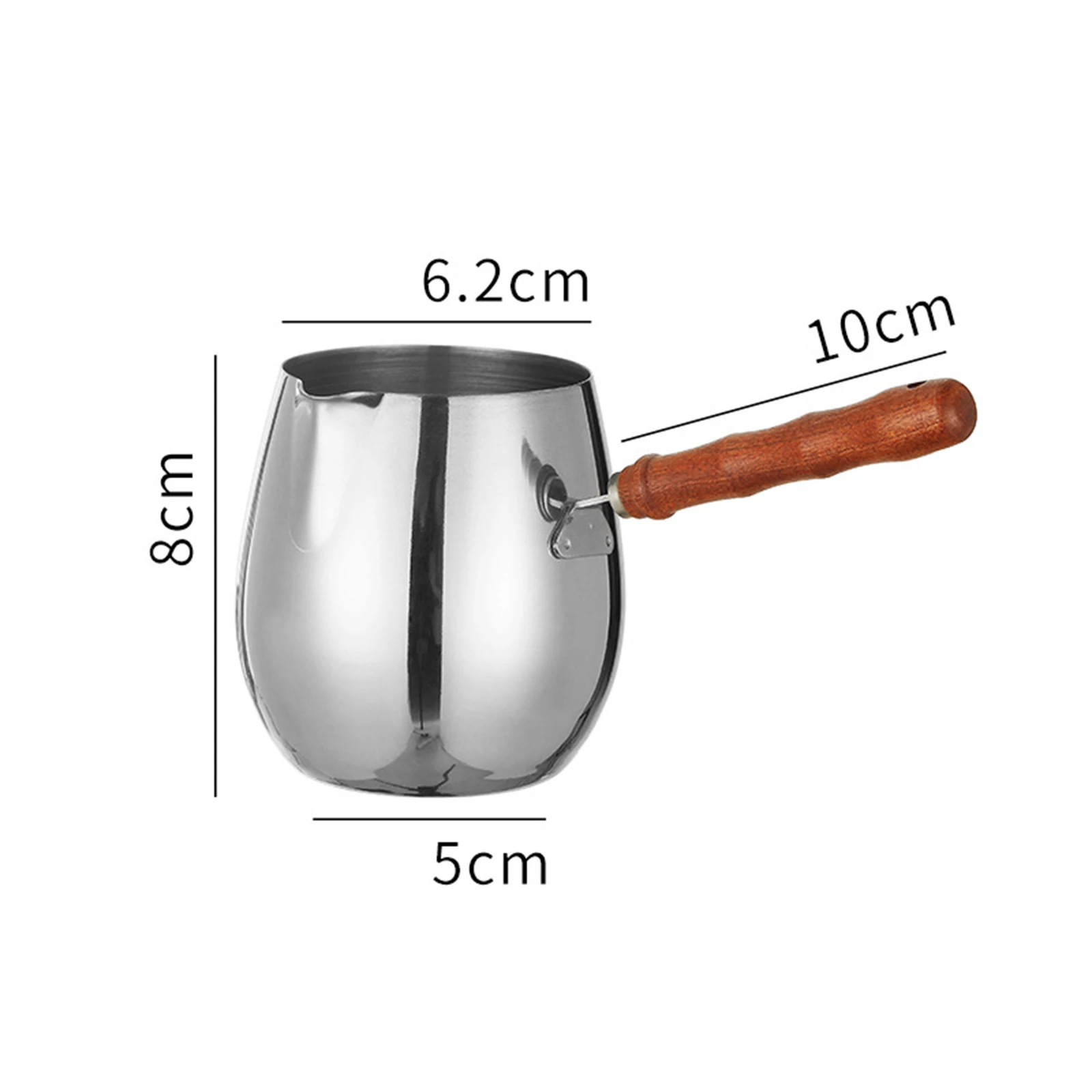 304 Stainless Steel Oil Splashing Small Pot Hot Oil Auxiliary Food Pot Coffee Pot Pouring Mouth Wooden Handle Melting Pan