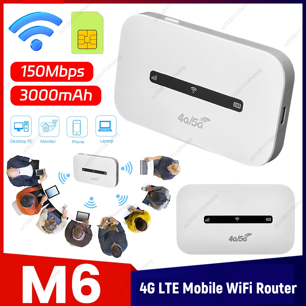 

4G LTE Мобильный Wi-Fi-маршрутизатор 150 Мбит/с Беспроводной интернет-маршрутизатор со слотом для SIM-карты Карманная мобильная точка доступа для домашнего офиса Автомобильные путешествия