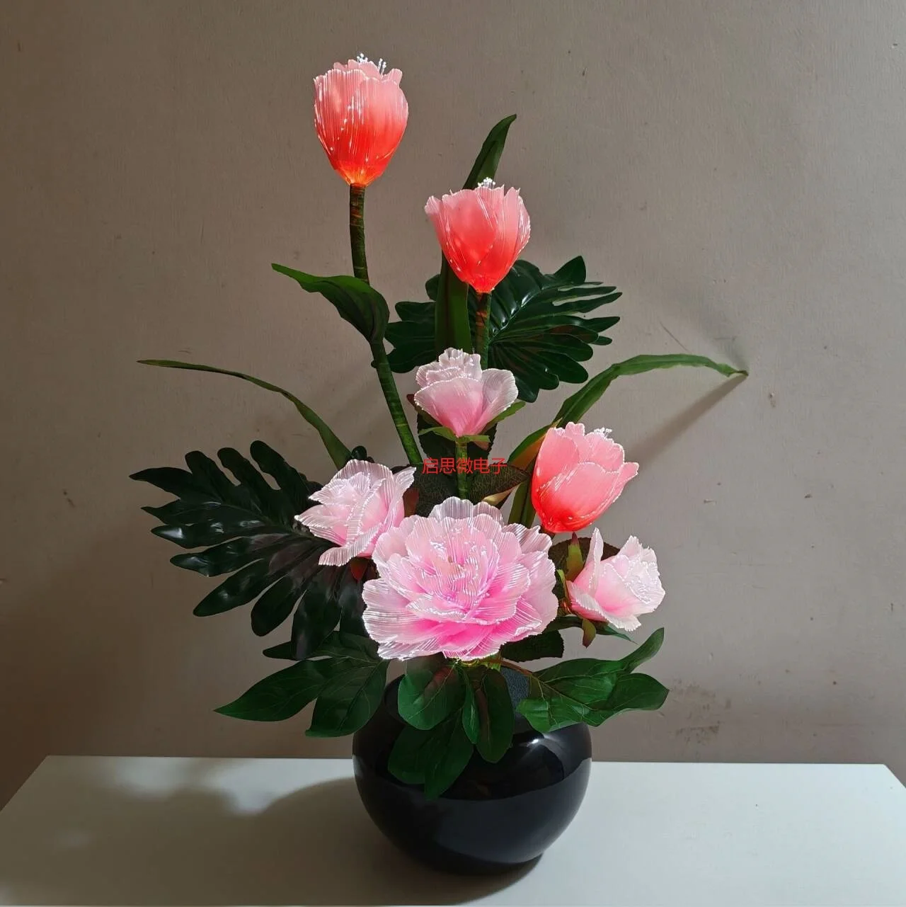 Led Ambient Light Pink Rose Silk Peony Tulip Lamp  Artificial Flowers Lamp Fake Flowers for Home Party Shop Bar Decoration