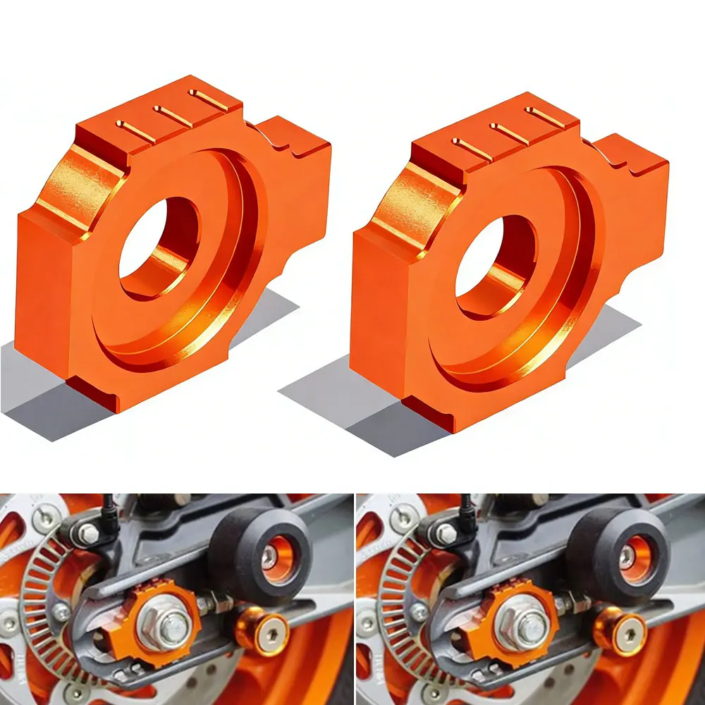 Bloque de Eje Trasero Naranja para Motocicleta, Ajustador de Cadena Modificado para 125/200/390 Duke KTM RC 125/200/390
