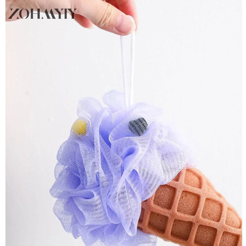 Ice Cream Body Scrubber Mesh Foaming Sponge Bath Shower Sponge Puffs Loofahs Exfoliating Scrubber Bathing Cleaning Accessories