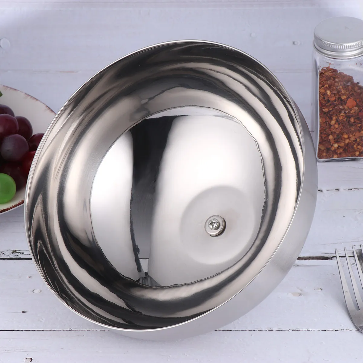 

Stainless Steel Cooking Cover Dome 28Cm Handle Anti Oil Splashing Lid Steak Cloche Tool for Restaurant Kitchen