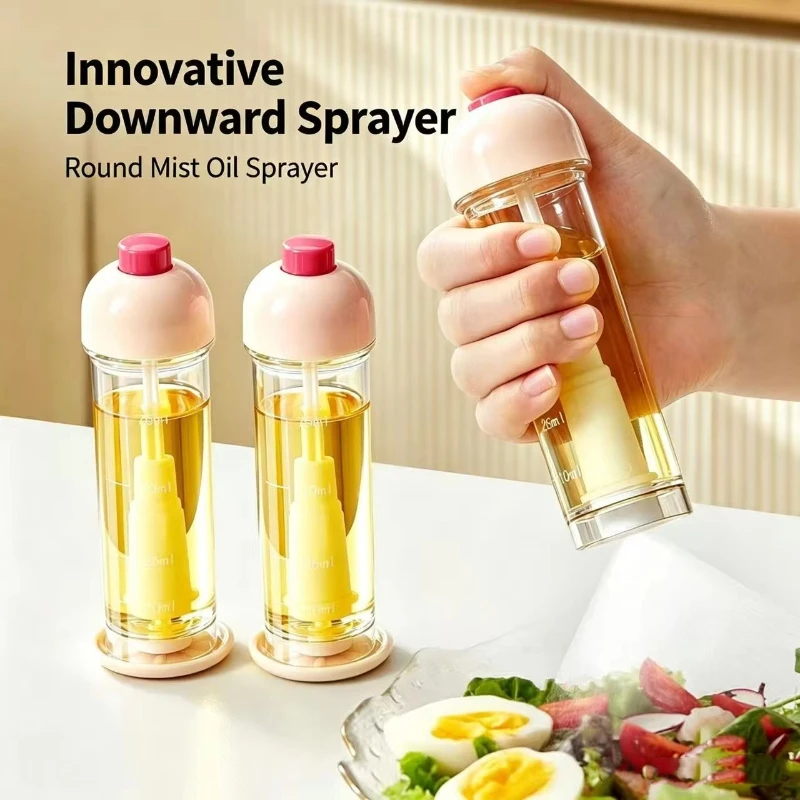 1PC Down spray type oil spray bottle oil kettle kitchen household food grade spray type oil bottle vertical oil spray kettle