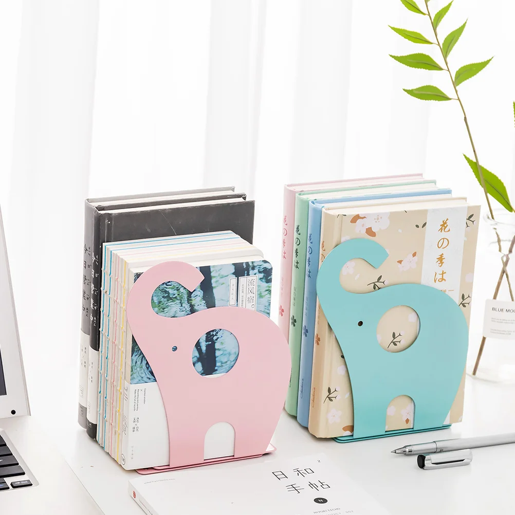 

1 Pair Metal Elephant Book Stand Smooth Finish No Sharp Edges For Home Office Classroom Library Use Bookends Organiser Support